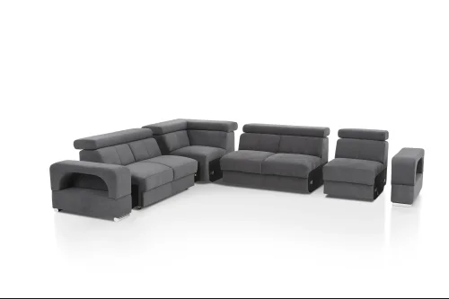 Modulinės sofos išdėstymo variantai