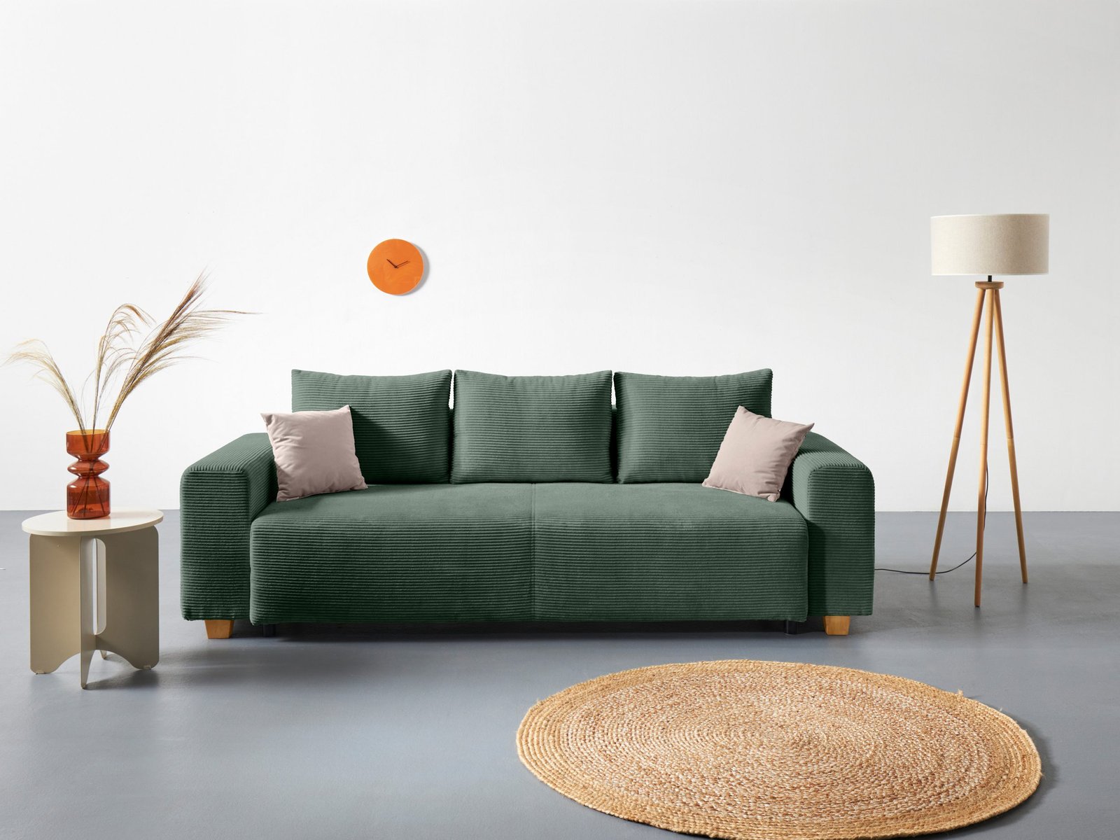 Miegamoji sofa Yves – žalia kordo sofa